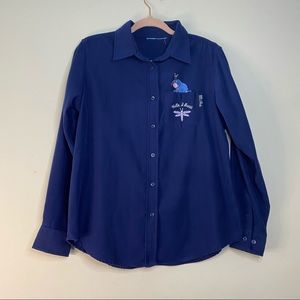 Winnie the Pooh Embroidered Button Down Shirt M
